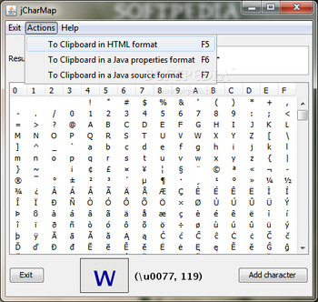 jCharMap screenshot 2