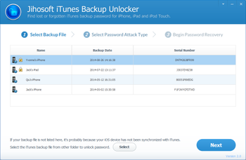 Jihosoft iPhone Backup Unlocker screenshot