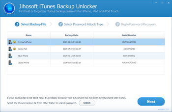 Jihosoft iTunes Backup Unlocker screenshot