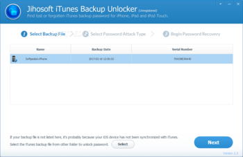 Jihosoft iTunes Backup Unlocker screenshot