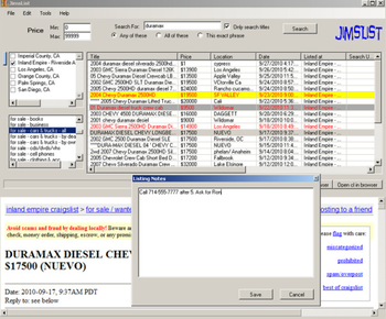 JimsList Craigslist Searcher screenshot