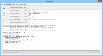 jModelTest screenshot 2