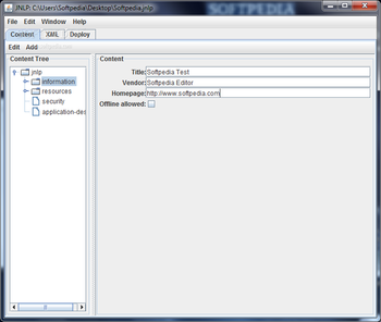 JNLP File Editor screenshot 2