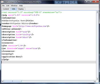 JNLP File Editor screenshot 3