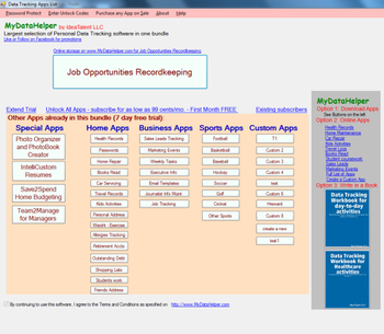 Job Opportunities Recordkeeping Express Edition screenshot
