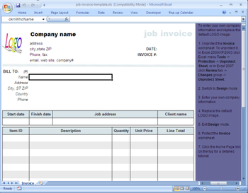 Job Service Invoice Template screenshot 2
