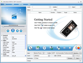 Joboshare DVD to 3GP Converter screenshot