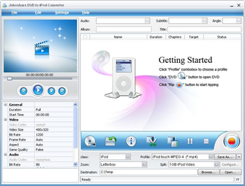 Joboshare DVD to iPod Converter screenshot