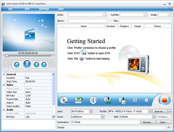 Joboshare DVD to MP4 Converter screenshot
