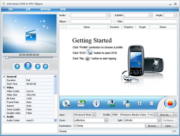 Joboshare DVD to Pocket PC Ripper screenshot