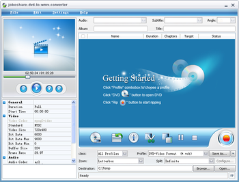 Joboshare DVD to WMV Converter screenshot