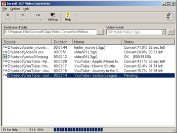 Jocsoft 3GP Video Converter screenshot