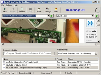 Jocsoft YouTube to iPod Converter screenshot