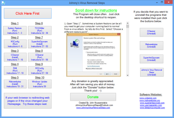 Johnnys Virus Removal Steps screenshot