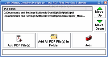 Join (Merge, Combine) Multiple (or Two) PDF Files Into One Software screenshot