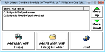 Join (Merge, Combine) Multiple (or Two) WMV or ASF Files Into One Software screenshot