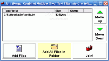 Join (Merge, Combine) Multiple (Two) Text Files Into One Software screenshot