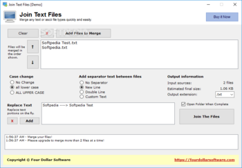 Join Text Files screenshot