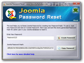 Joomla Password Reset screenshot