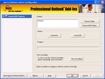 Journal All Contacts for Outlook 2003/Outlook 2002/Outlook 2000 screenshot