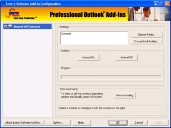 Journal All Contacts for Outlook 2007/Outlook 2010  screenshot