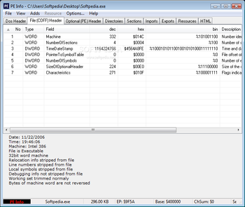 JP PEInfo screenshot 2