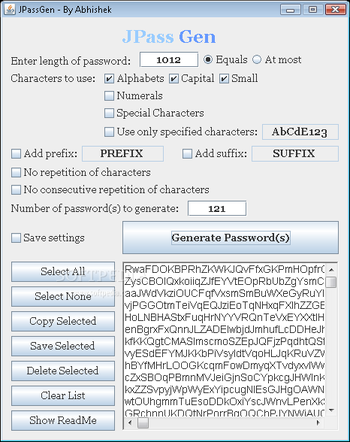 JPassGen screenshot