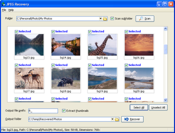 JPEG Recovery Pro screenshot