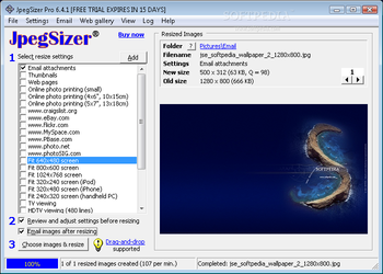 JpegSizer screenshot 2