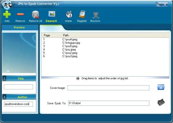 JPG to Epub Converter screenshot
