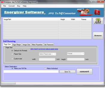 JPG to PDF Software screenshot