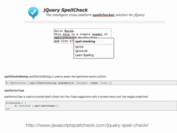 jQuery Spell Check screenshot