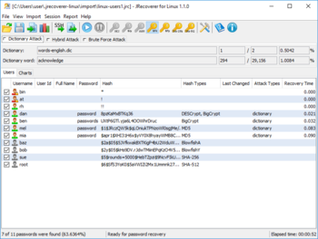 JRecoverer for Linux Passwords screenshot