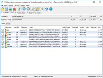 JRecoverer for MS SQL Server Passwords screenshot