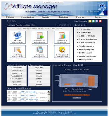 JROX.COM Affiliate Manager screenshot