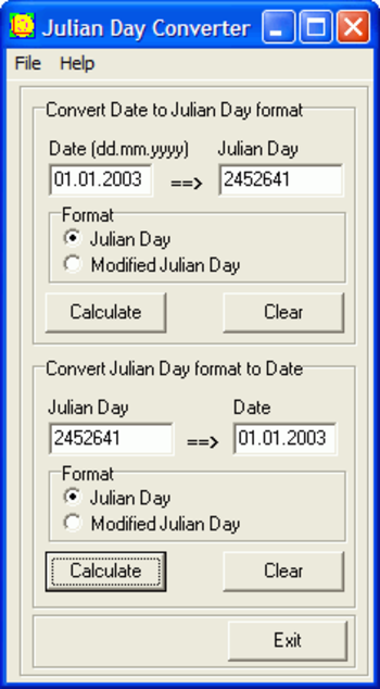 Julian Day Converter screenshot