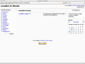 JumpBox for the Moodle Course Management System screenshot
