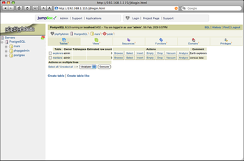 JumpBox for the PostgreSQL Relational Database Management System screenshot
