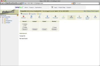 JumpBox for the PostgreSQL Relational Database Management System screenshot
