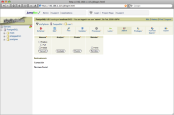 JumpBox for the PostgreSQL Relational Database Management System screenshot