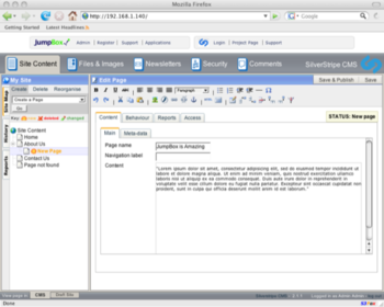 JumpBox for the Silverstripe Content Management System screenshot