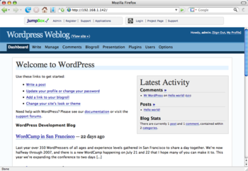 JumpBox for the Wordpress Blogging System screenshot