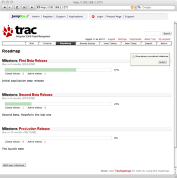 JumpBox for Trac/Subversion Software Project Management screenshot