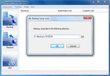 Jumplist Backup Restore screenshot
