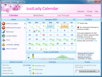 JustLady Calendar screenshot