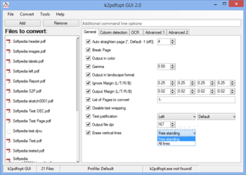 k2pdfopt GUI screenshot