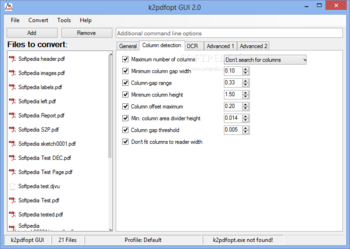 k2pdfopt GUI screenshot 2