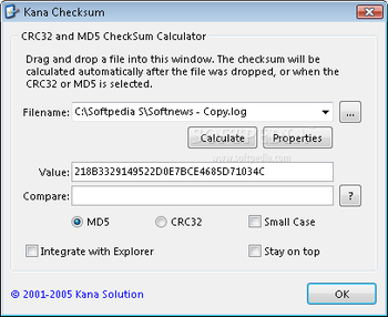 Kana Checksum screenshot