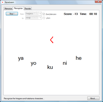 KanaLearn screenshot 2