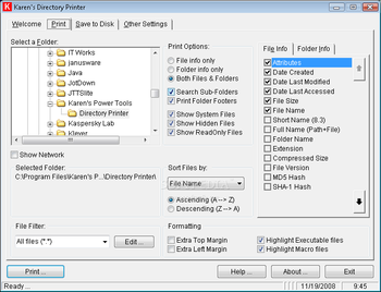 Karen's Directory Printer screenshot